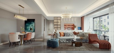 简欧家居客餐厅3D模型下载